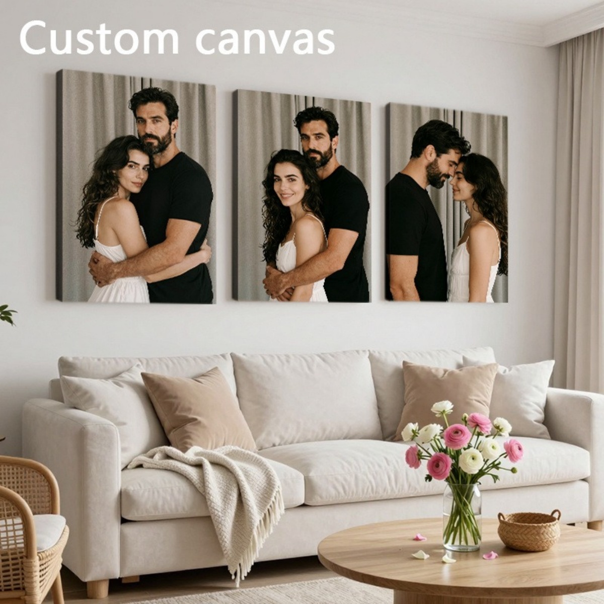 Home Textiles Photos - Set of 3 Custom Photo Decor