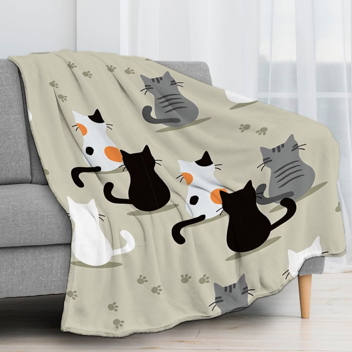 Blanket with a Cat Pattern, Pe - Your Home Textiles reseña y precio