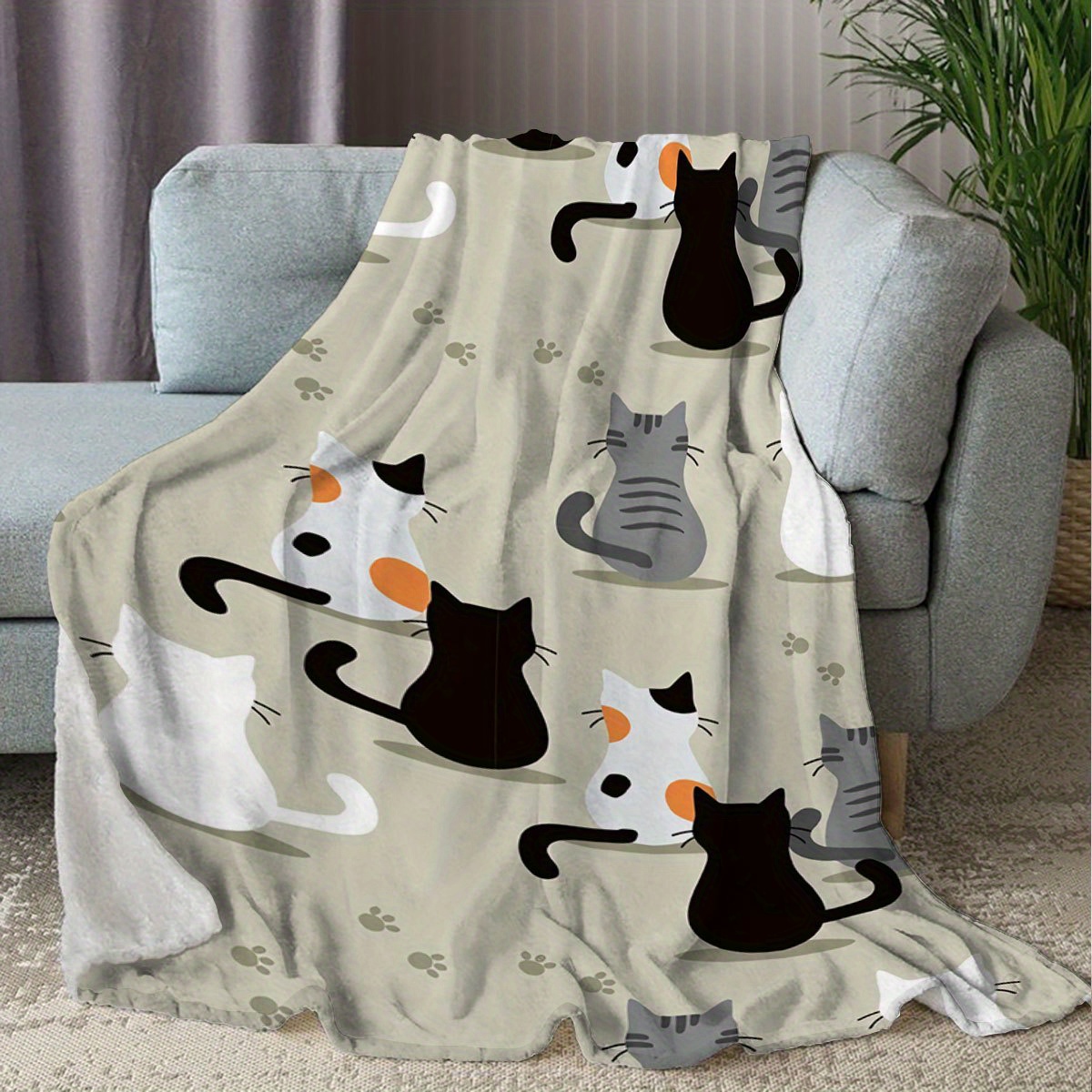 Blanket with a Cat Pattern, Pe - Your Home Textiles reseña y precio