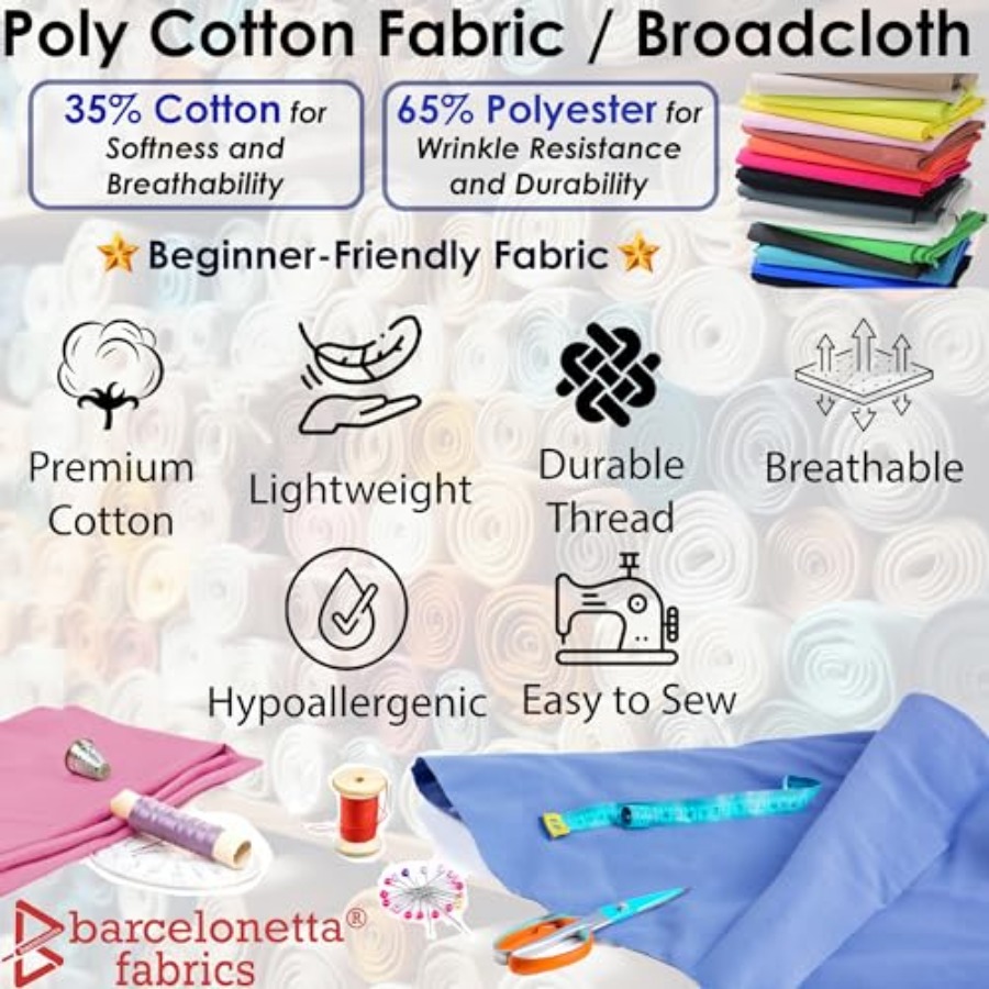 Poly Cotton Fabric for Sewing  - Home Textile reseña y precio