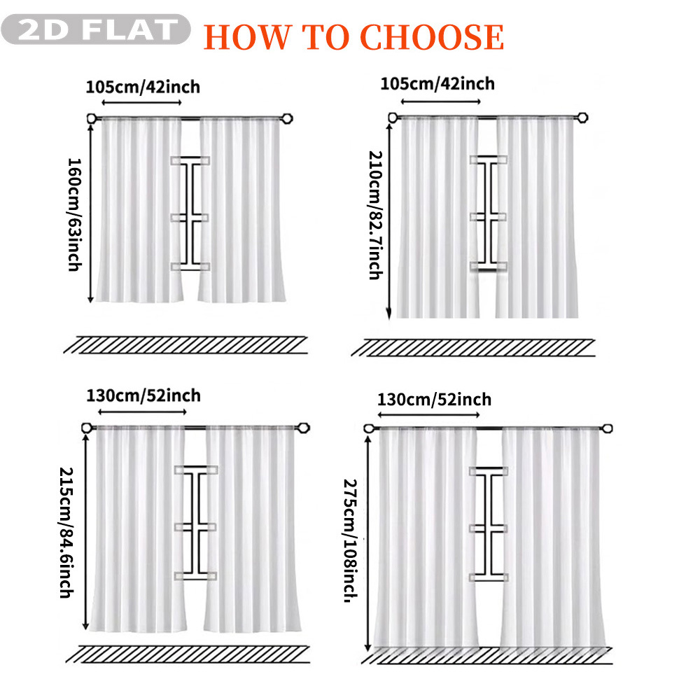 Custom 2D Flat 2pcs Sheer Curt - Your Home Textiles reseña y precio