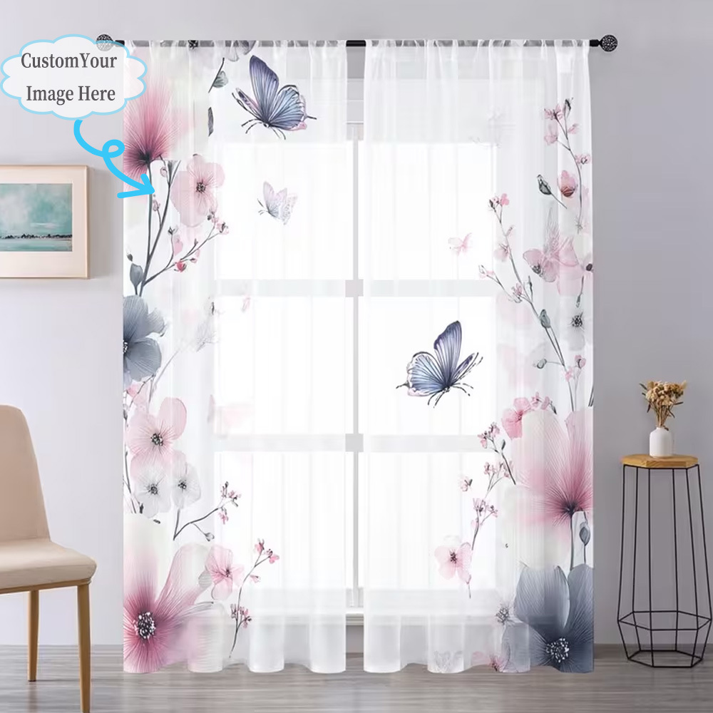 Custom 2D Flat 2pcs Sheer Curt - Your Home Textiles reseña y precio