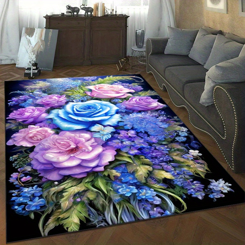 Floral rug with blue and purpl - Your Home Textiles reseña y precio