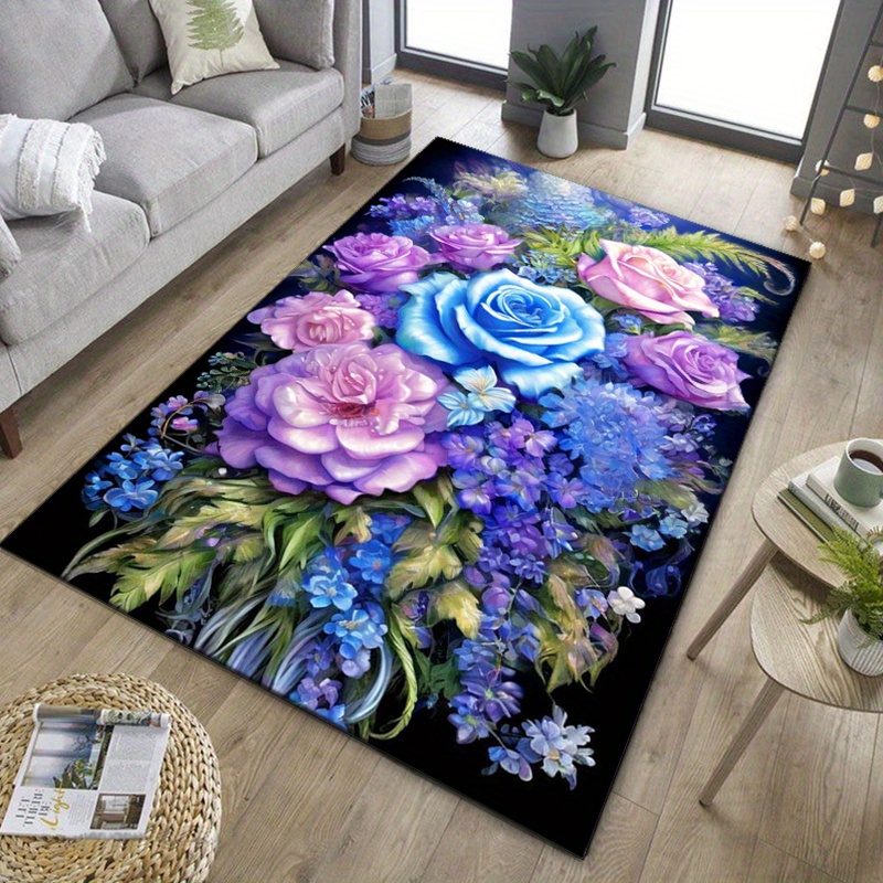 Floral rug with blue and purpl - Your Home Textiles reseña y precio