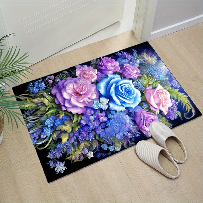 Floral rug with blue and purpl - Your Home Textiles reseña y precio